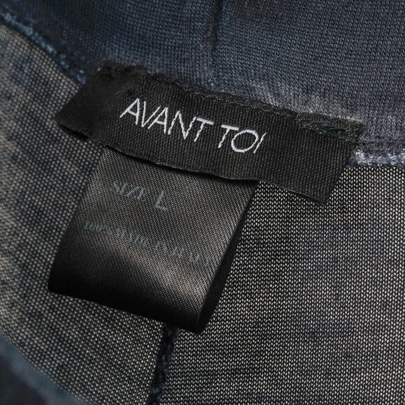 Avant Toi Navy Faded-Effect Jersey Wide-Leg Pants - Picture 4 of 7